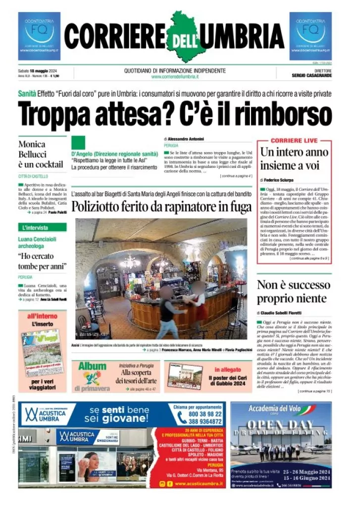 Prima-pagina-corriere umbria-del-2024-05-18